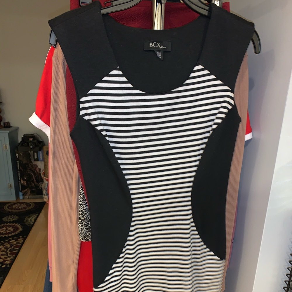 BCX bodycon dress black & white stripes